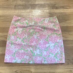 Lilly Pulitzer Pink and Green Floral Mini Skirt
